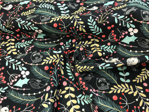 Holly & Berries 100% Cotton Lawn     1/4 Metre Price