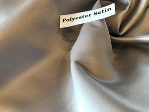 Silver 100% Polyester Duchess Satin.  1/4 Metre Price