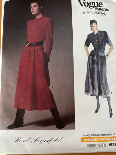 Rare Vintage Vogue #1928 Karl Lagerfeld Size 8