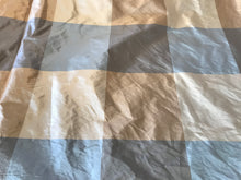 Load image into Gallery viewer, Gold Tan Blue Plaid 100% Silk.     1/4 Metre Price