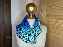 Load image into Gallery viewer, Designer Shades of Blue 100% Silk Print Scarf