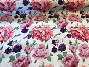 Rose Garden 97% Cotton 3% Spandex Sateen.    1/4 Metre Price