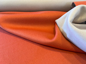 Exclusive Designer Orange & Stone Reversible 70% Cashmere 30% Wool Coating.  1/4 Metre Price