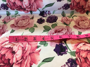 Rose Garden 97% Cotton 3% Spandex Sateen.    1/4 Metre Price