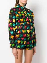 Load image into Gallery viewer, Green Love is Love Designer 100% Cotton Denim.    1/4 Metre Price