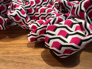 Designer Fuchsia & Navy 100% Silk  Scrunchie