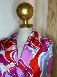 Pucci Designer Pink & Red 100% Silk Charmeuse Scarf