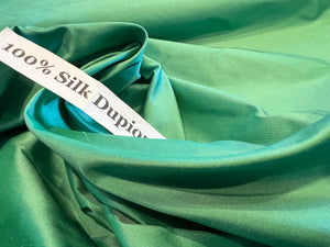 Caribe Green 100% Silk Dupioni.   1/4 Metre Price