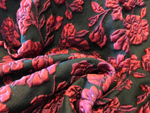Load image into Gallery viewer, Red Flower on Matelasse 54% polyester 36% nylon 10% Metallic.  1/4 Metre Price