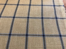 Load image into Gallery viewer, Stone &amp; Blue Check Lightweight 100% Wool Mesh.     1/4 Metre Price