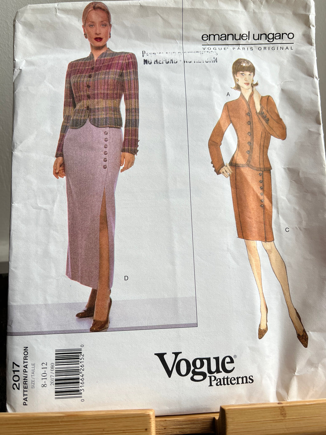 Vintage Vogue #2017 Emanuel Ungaro Size 8-10-12