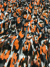 Load image into Gallery viewer, Signature Cavalli Black Orange Silk Georgette      1/4 Meter Price