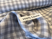 Load image into Gallery viewer, Dove Grey Gingham Lightweight 100% Linen.   1/4 Metre Price
