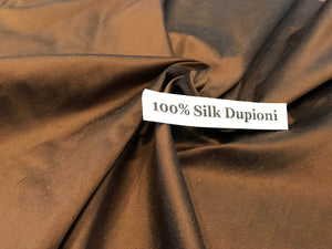 Hickory Brown Dupioni 100% Silk.     1/4 Meter Price