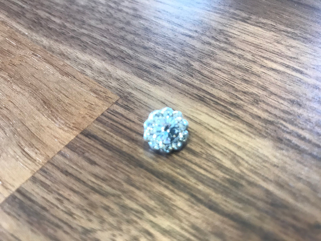 Silver & Diamond Flower Rhinestone Button.  Price per Button
