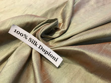 Load image into Gallery viewer, Stone/Orange Shot Dupioni 100% Silk.     1/4 Meter Price