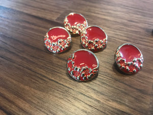 Red & Gold Floral Button     Price per Button
